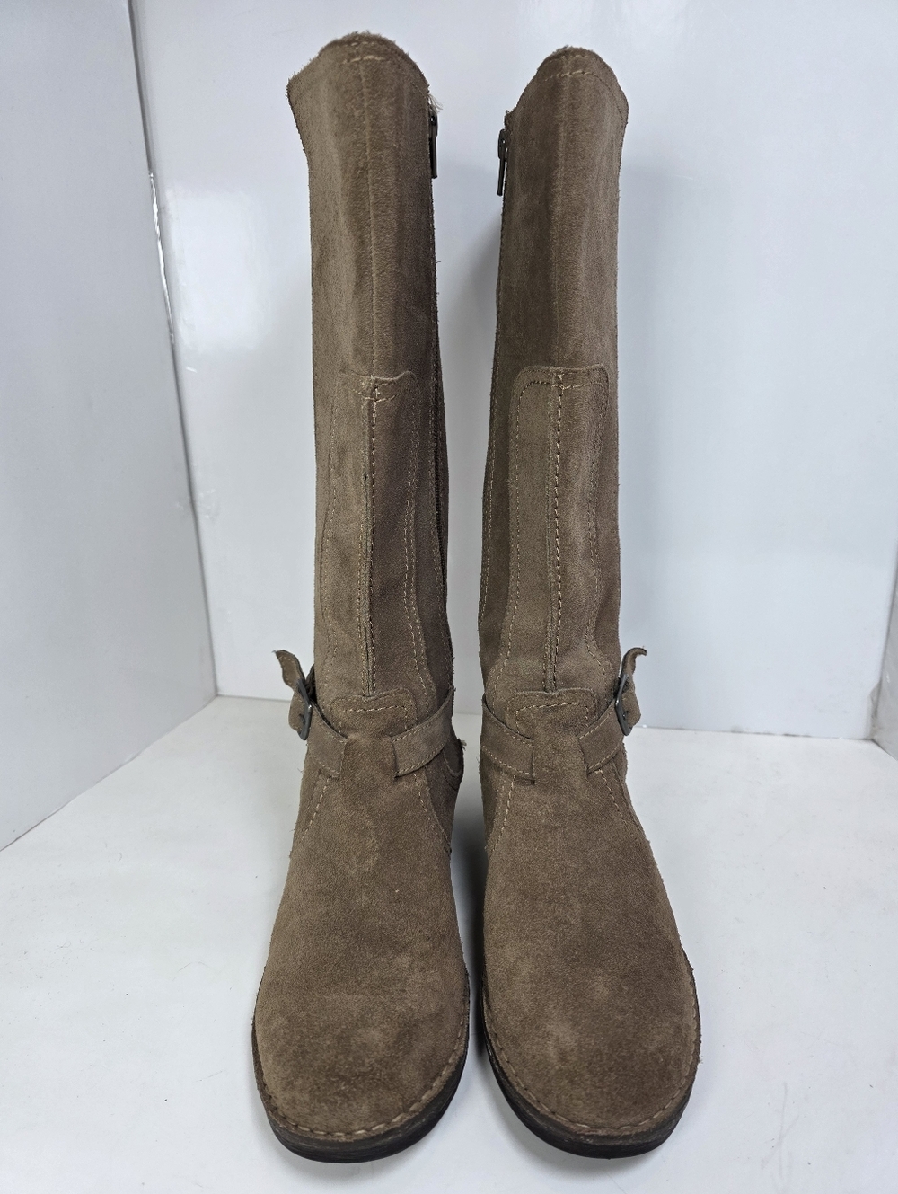 Clarks Derby Palace Suede Leather Tan Knee High Boots - Picture 3 of 15